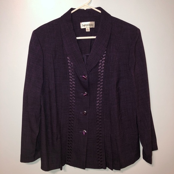 Danny & Nicole purple blazer size 16W embroidered, button up, vintage, purple - Picture 11 of 11
